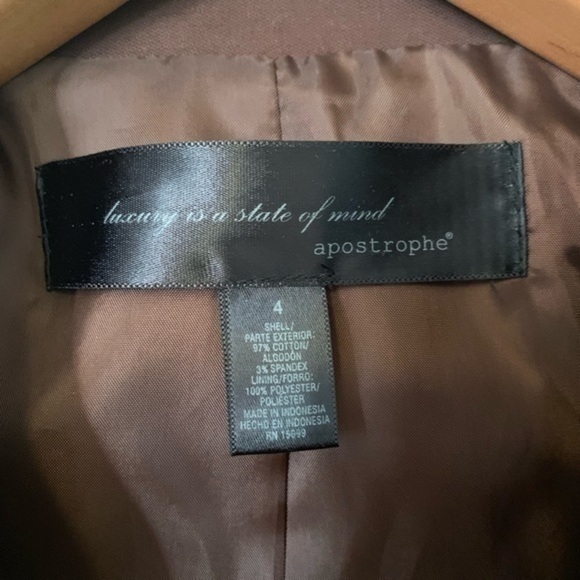 Brown 3/4 Sleeve Blazer by Apostrophe Size 4 - Picture 3 of 8